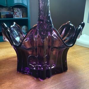 Fenton Vulcan Amethyst/Purple Vintage Art Glass Basket with Rope Twist Handle